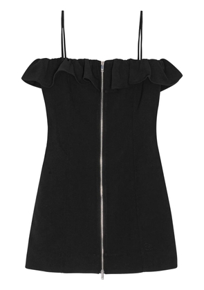 GANNI ruffle-trim minidress - Black