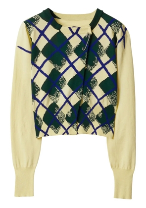 Burberry argyle-intarsia cropped cotton jumper - Yellow