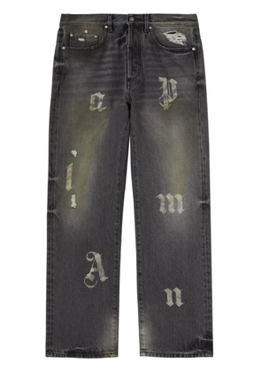 Palm Angels logo-patch loose jeans - Black