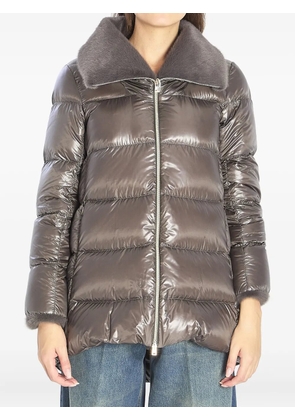 Herno A-shape faux-fur-collar zip coat - Grey