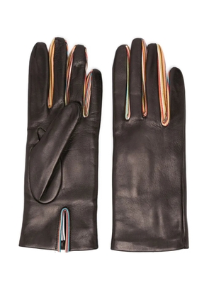Paul Smith stripe-detail leather gloves - Black