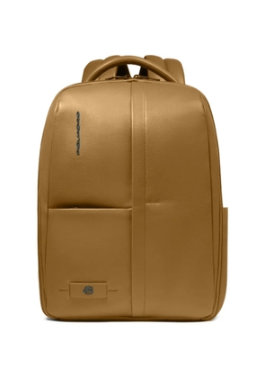 PIQUADRO zip leather backpack - Yellow
