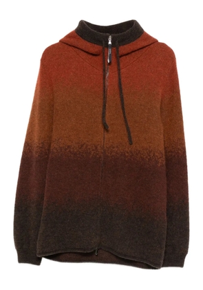 120% Lino hooded zip-fastening cardigan - Brown