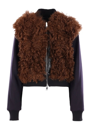 Plan C shearling zip jacket - Brown