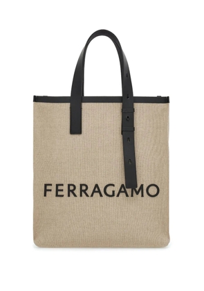 Ferragamo embossed-logo leather tote bag - Neutrals