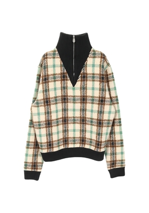 Hermès Pre-Owned 2010s half-zip checked top - Neutrals