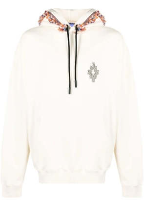 COUNTY OF MILAN fringe-detailing jersey-knit hoodie - Neutrals