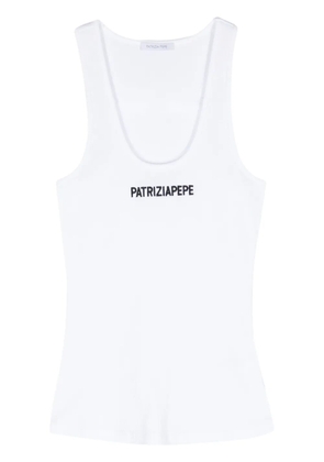 Patrizia Pepe logo-embroidered cotton top - White