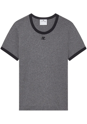 Courrèges logo-embroidered cotton T-shirt - Grey