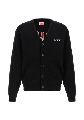 Kenzo Wild Tiger embroidery V-neck cardigan - Black