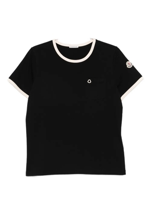 Moncler logo embroidery pocket T-shirt - Black