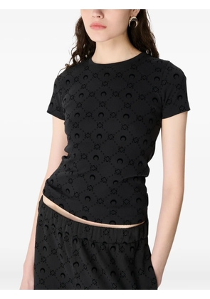 Marine Serre moonogram flocked T-shirt - Black