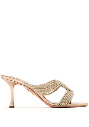 Aquazzura Gatsby 75mm embellished mules - Neutrals