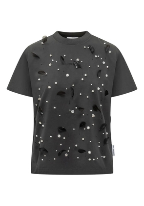 DES PHEMMES feather-embellished T-shirt - Grey