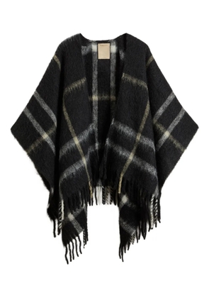 Woolrich brushed check-pattern cape - Black