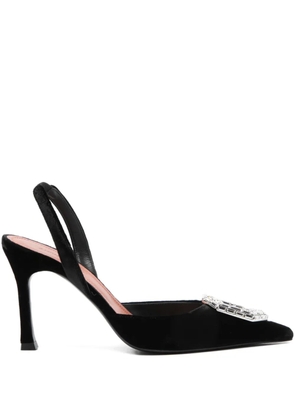 Amina Muaddi 90mm Camelia embellished-detail pumps - Black