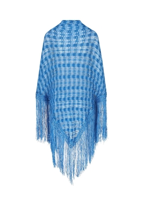Giada Benincasa checked-fringe scarf - Blue