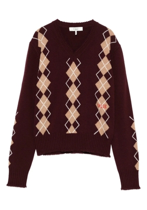 Chloé V-neck argyle-knit jumper - Red