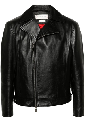 Alexander McQueen zip-up leather biker jacket - Black