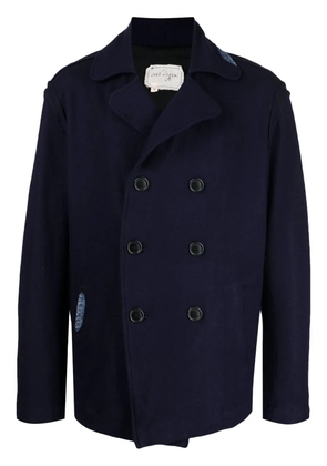 Greg Lauren denim-patch double-breasted jacket - Blue