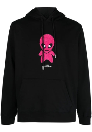 GCDS alien-patch cotton hoodie - Black