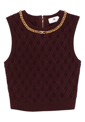 Elisabetta Franchi chain-embellished diamond-pattern crop top - Red