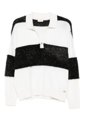 LIU JO stripe-detail polo-neck sweater - Neutrals