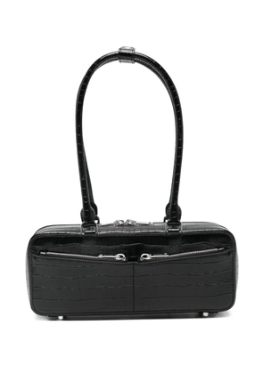 Self-Portrait crocodile-effect zip-top shoulder bag - Black