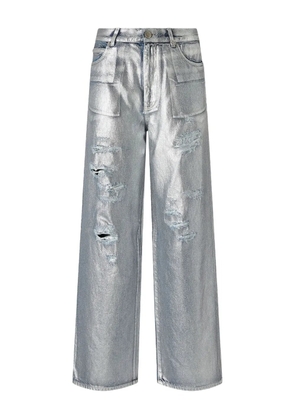PINKO metallic distressed jeans - Silver