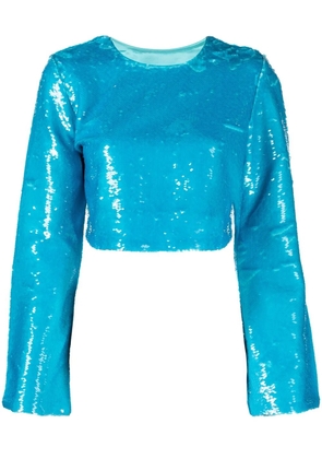 GANNI sequin-embellished crop top - Blue