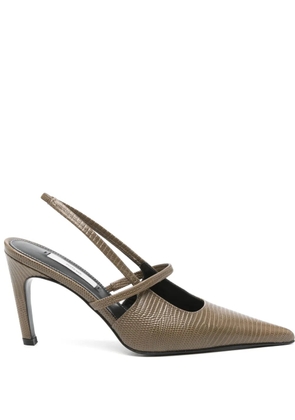 TOTEME 100mm lizard-embossed slingback pumps - Green