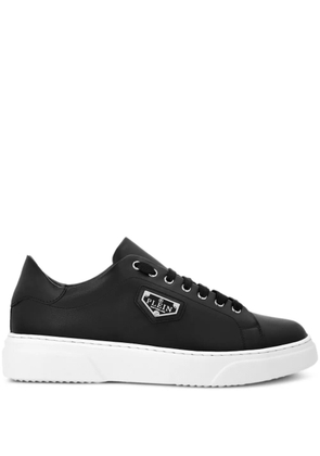 Philipp Plein logo-plaque leather sneakers - Black