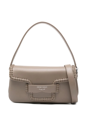 Emporio Armani braided-detail leather shoulder bag - Neutrals