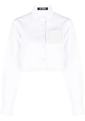 Raf Simons logo-patch cropped shirt - White