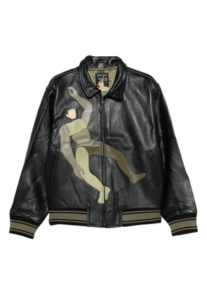 KidSuper leather bomber jacket - Black