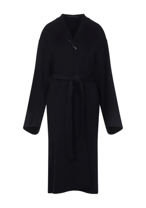 Carven belted brooch-embellished coat - Black