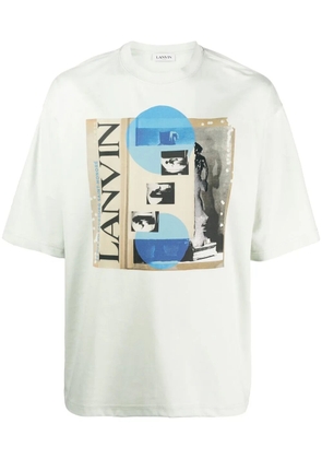 Lanvin White Graphic Print Short Sleeve T-shirt - Green