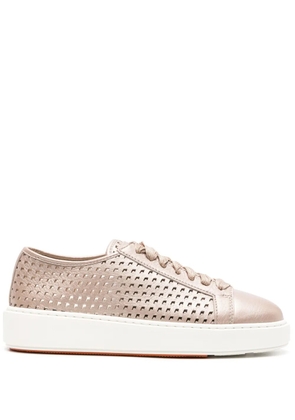Santoni perforated leather sneakers - Neutrals
