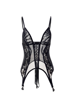 NISSA lace-insert tulle top - Black