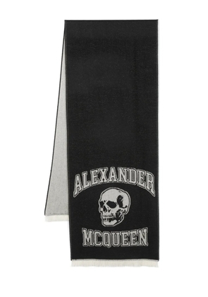 Alexander McQueen intarsia-knit logo wool scarf - Black