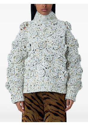 GANNI floral crochet sweater - White