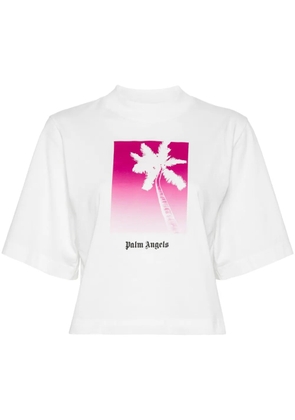 Palm Angels palm tree-print cropped T-shirt - White