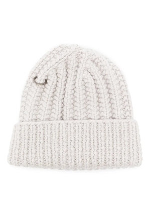 WERKSTATT:MÜNCHEN ring-detail ribbed beanie - Grey