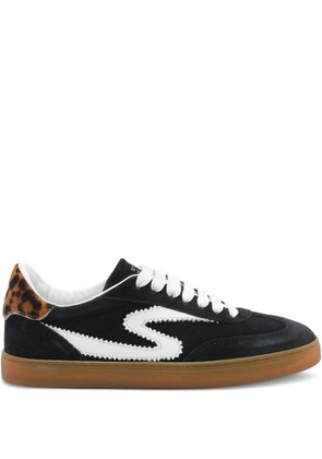 Stuart Weitzman Runaround suede leather leopard-print detail sneakers - Black