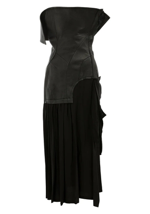 Yohji Yamamoto lambskin and silk dress - Black
