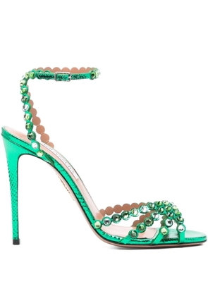 Aquazzura 120mm Tequila crystal-embellished stiletto sandals - Green