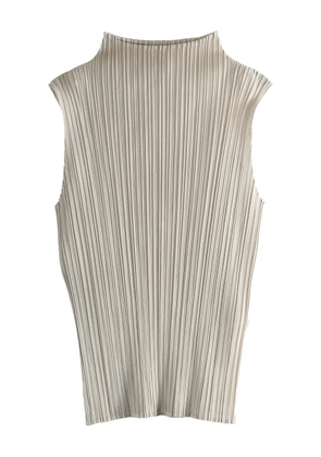 Pleats Please Issey Miyake pleated mock-neck top - Neutrals
