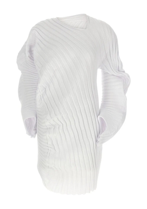 Issey Miyake ribbed asymmetrical top - White