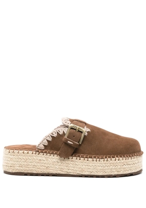Mou whipstitch-trim flatform mules - Brown