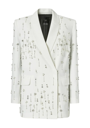 PINKO crystal-embellished double-breasted jacket - White